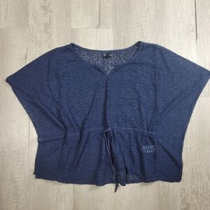 Lucky Brand Navy Crochet Lace Cinched Beach Coverup | Size S